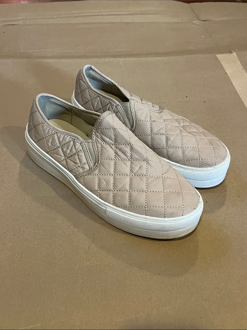 Wanted Quilted Slip-On Flats in Light Beige
